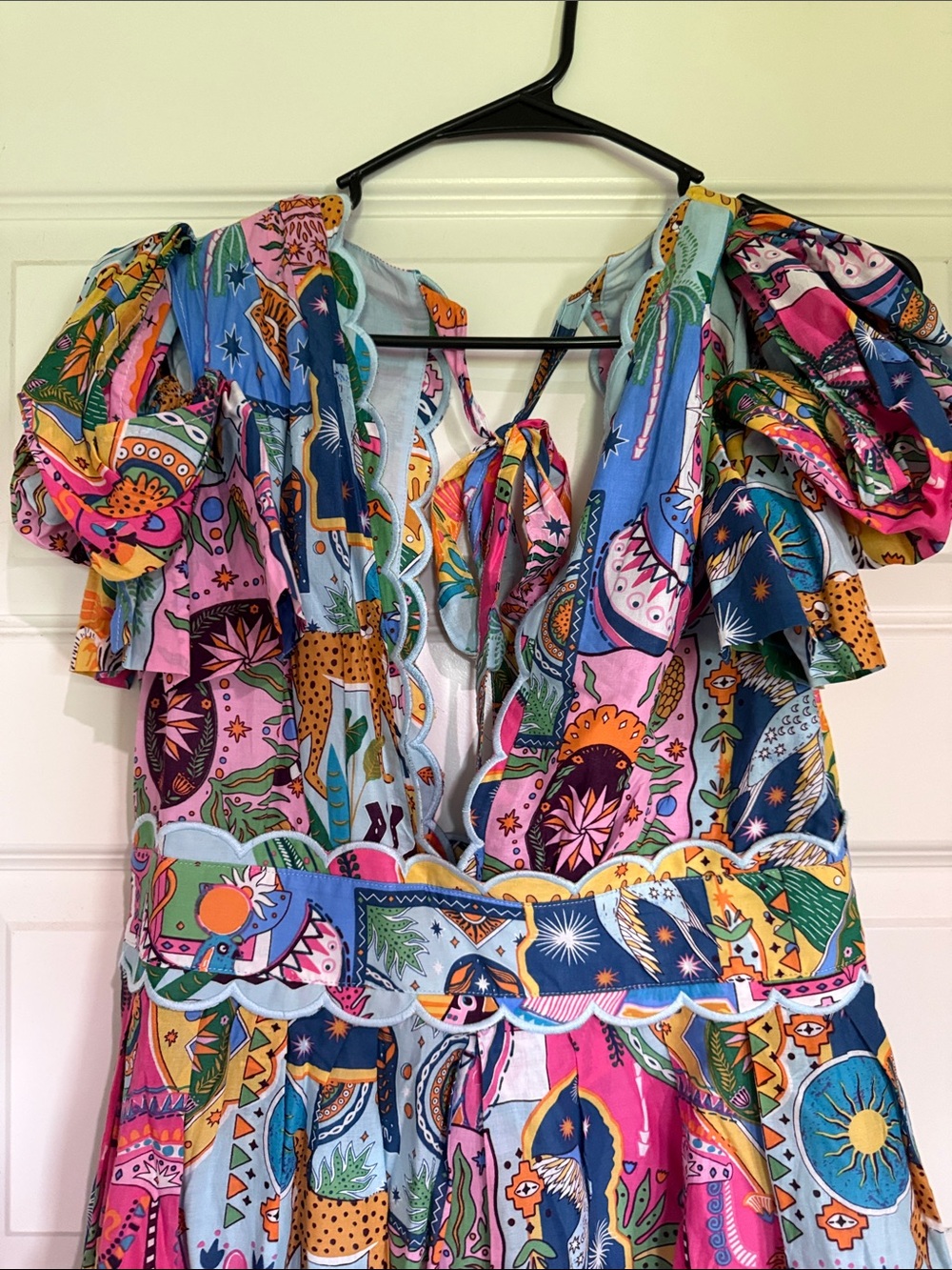 NWT! Vibrant Multicolor Floral-Print Midi Dress with Tie Back - Picture 7 of 7